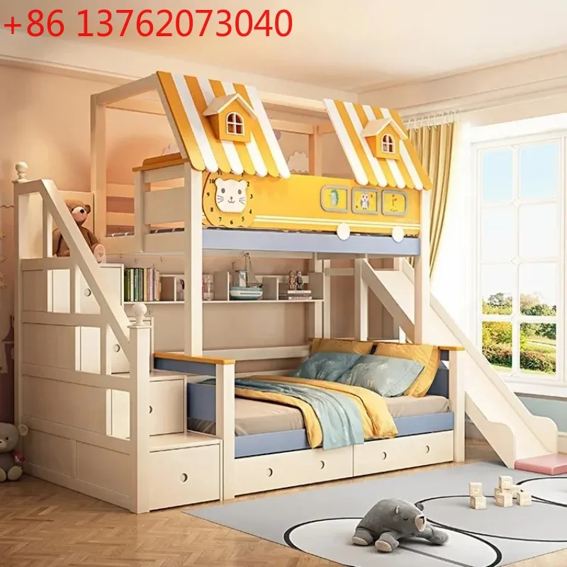 Bunk Bed With Stairs And Slide - Letto a castello in legno per