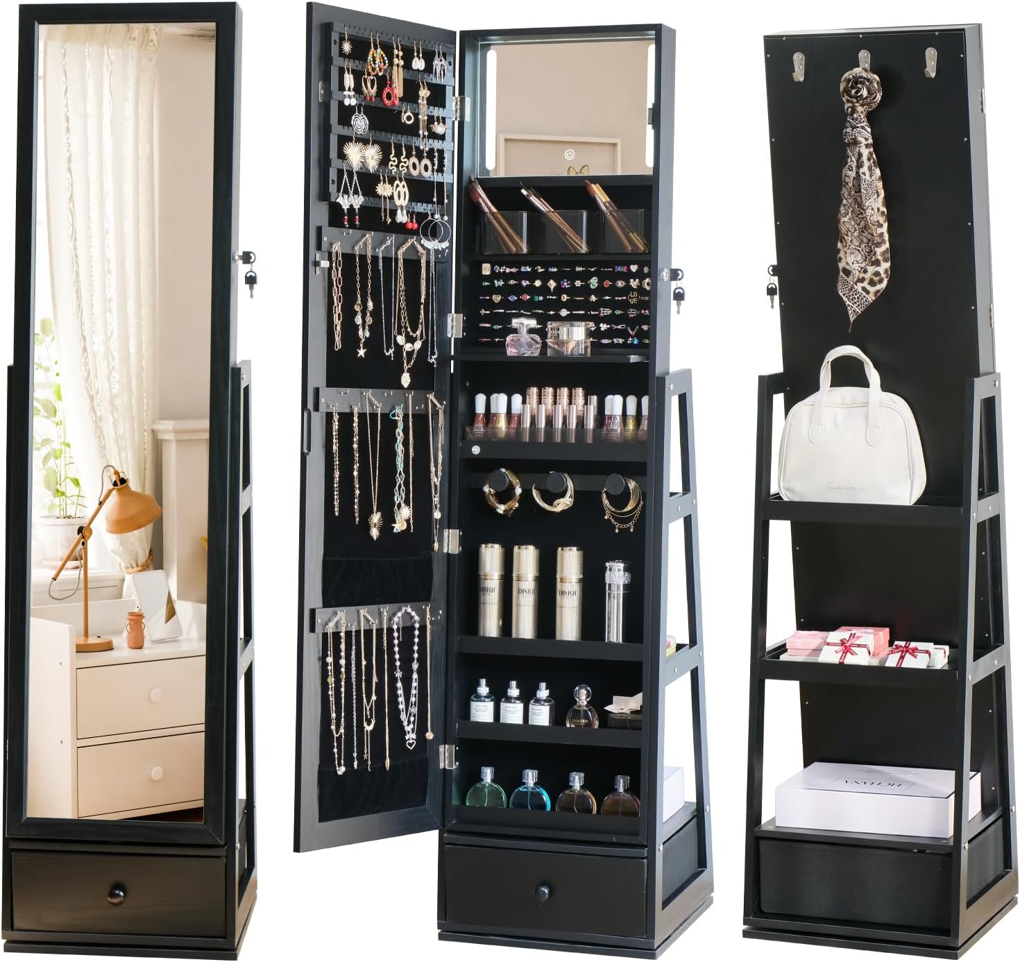 Full Length Mirror Jewelry Armoire - Armadio Portagioie a Tutta Lunghezza con