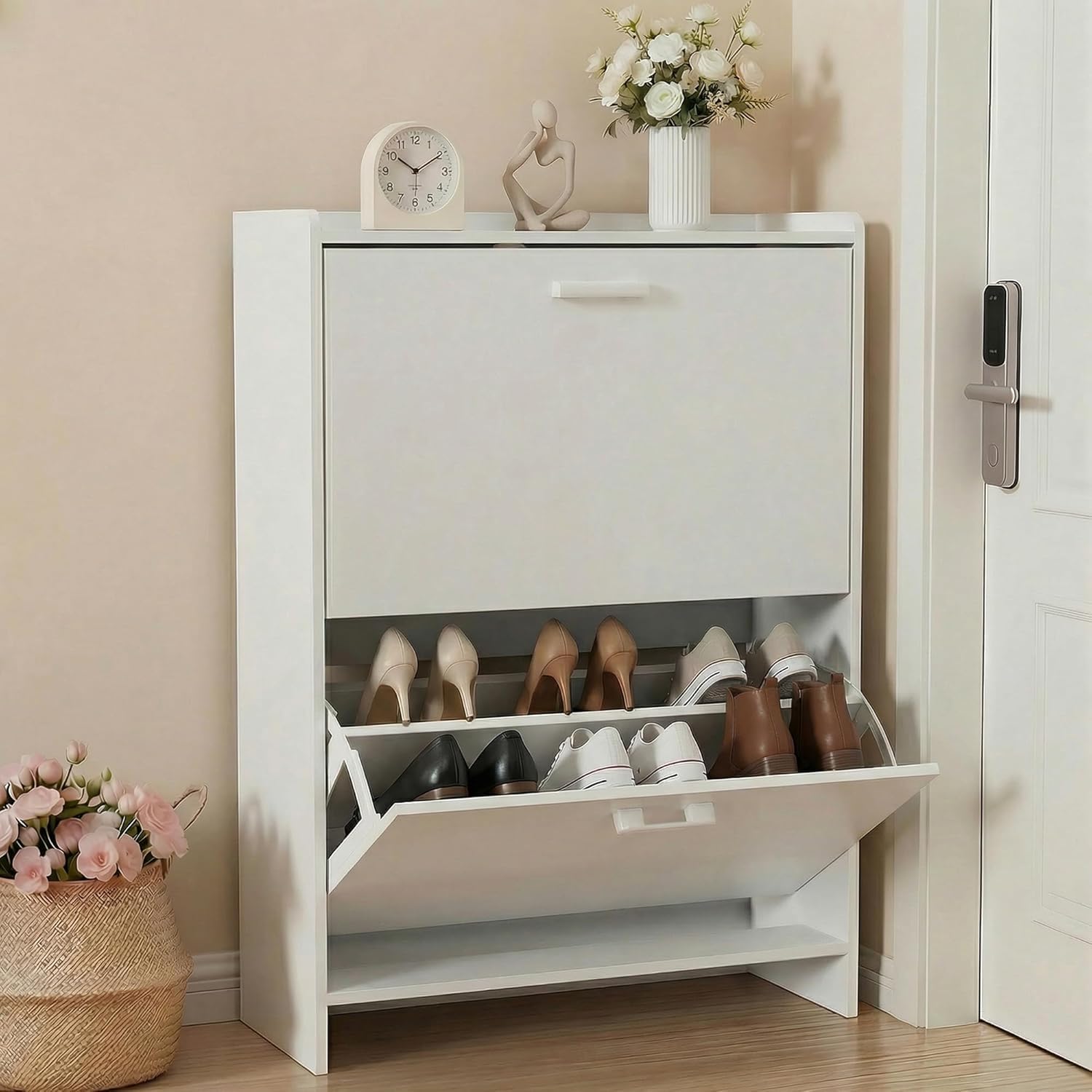 Shoe Rack Cabinet Narrow Entryway - # Scarpiera stretta con 2 ante