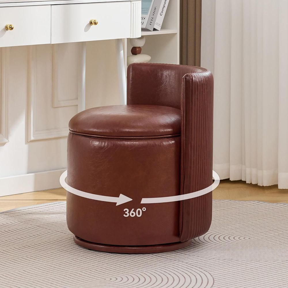 Bedroom Furniture - Sedia da toeletta in pelle marrone