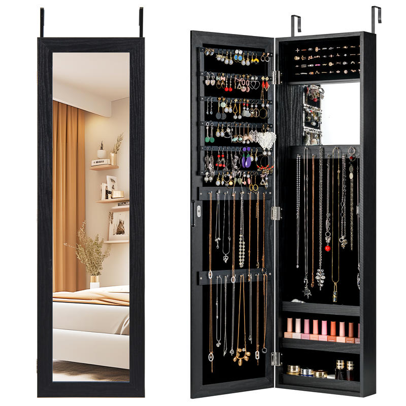 Full Length Mirror Jewelry Armoire - Armadio portagioie con serratura, mobiletto da