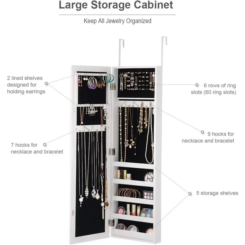 Full Length Mirror Jewelry Armoire - Armadio Portagioie da Parete con Specchio