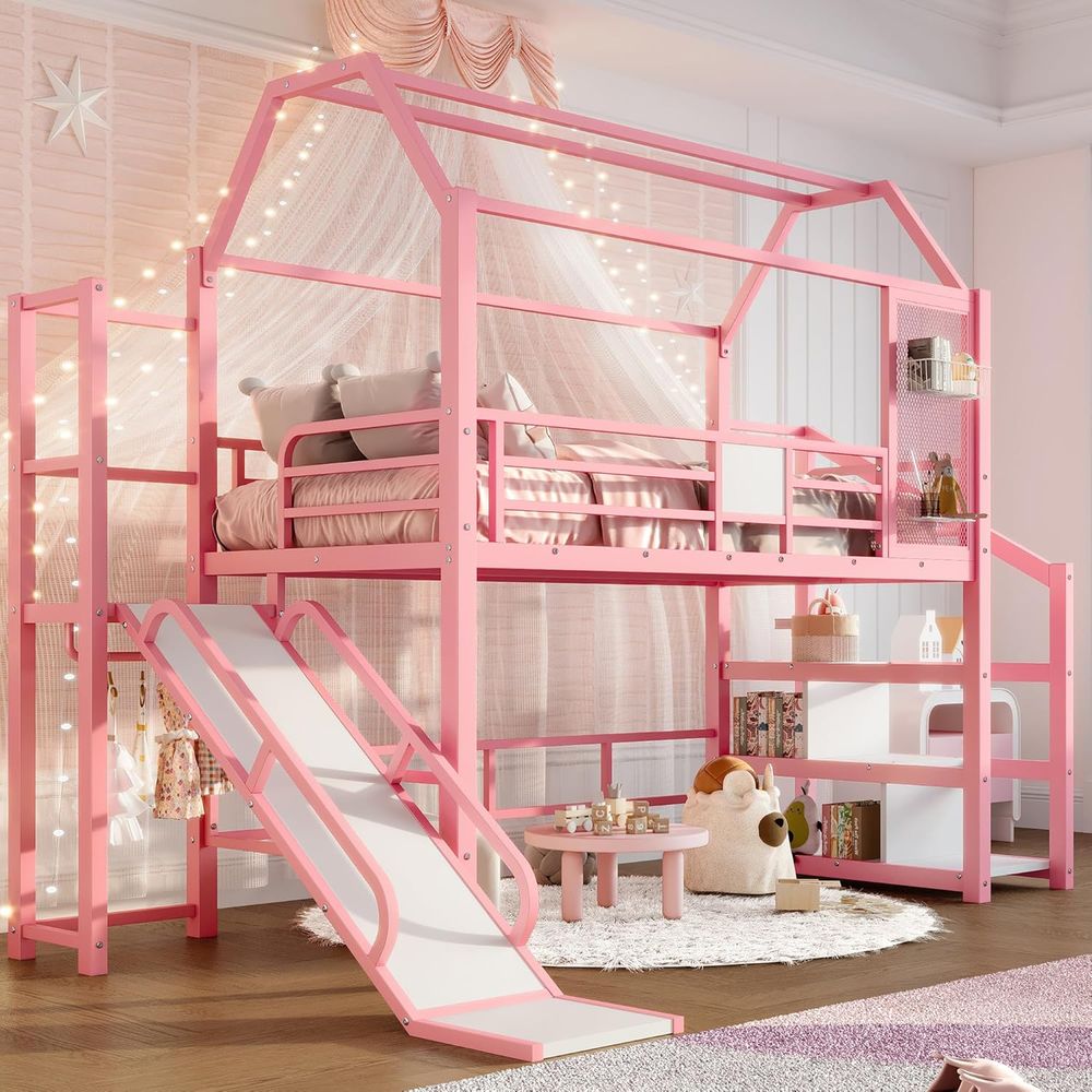 Bunk Bed With Stairs And Slide - Letto a Castello in Metallo per
