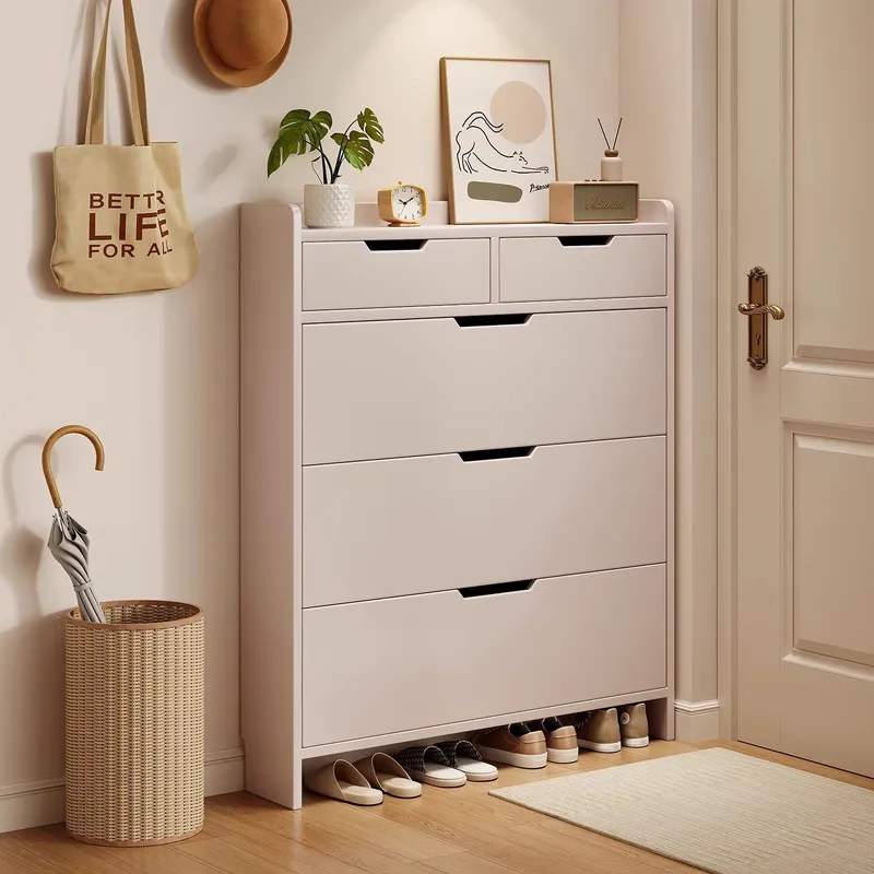 Shoe Rack Cabinet Narrow Entryway - Scarpiera in Legno Massello Profonda 17