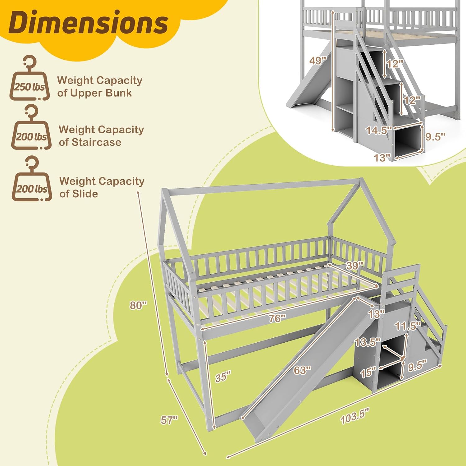 Bunk Bed With Stairs And Slide - Letto a Castello Gemello con Scala