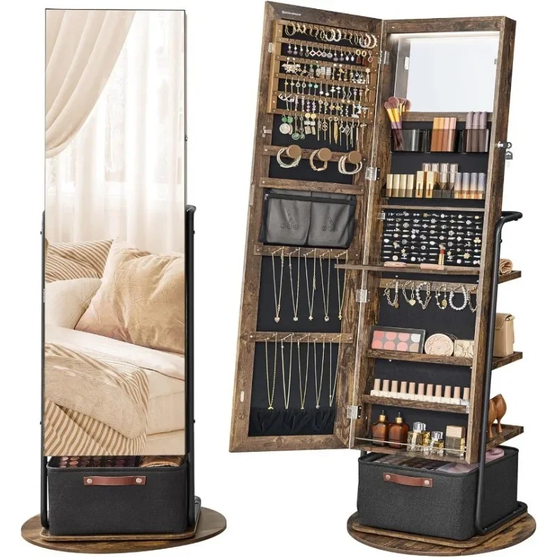 Full Length Mirror Jewelry Armoire - l 360 ° Armadietto per gioielli