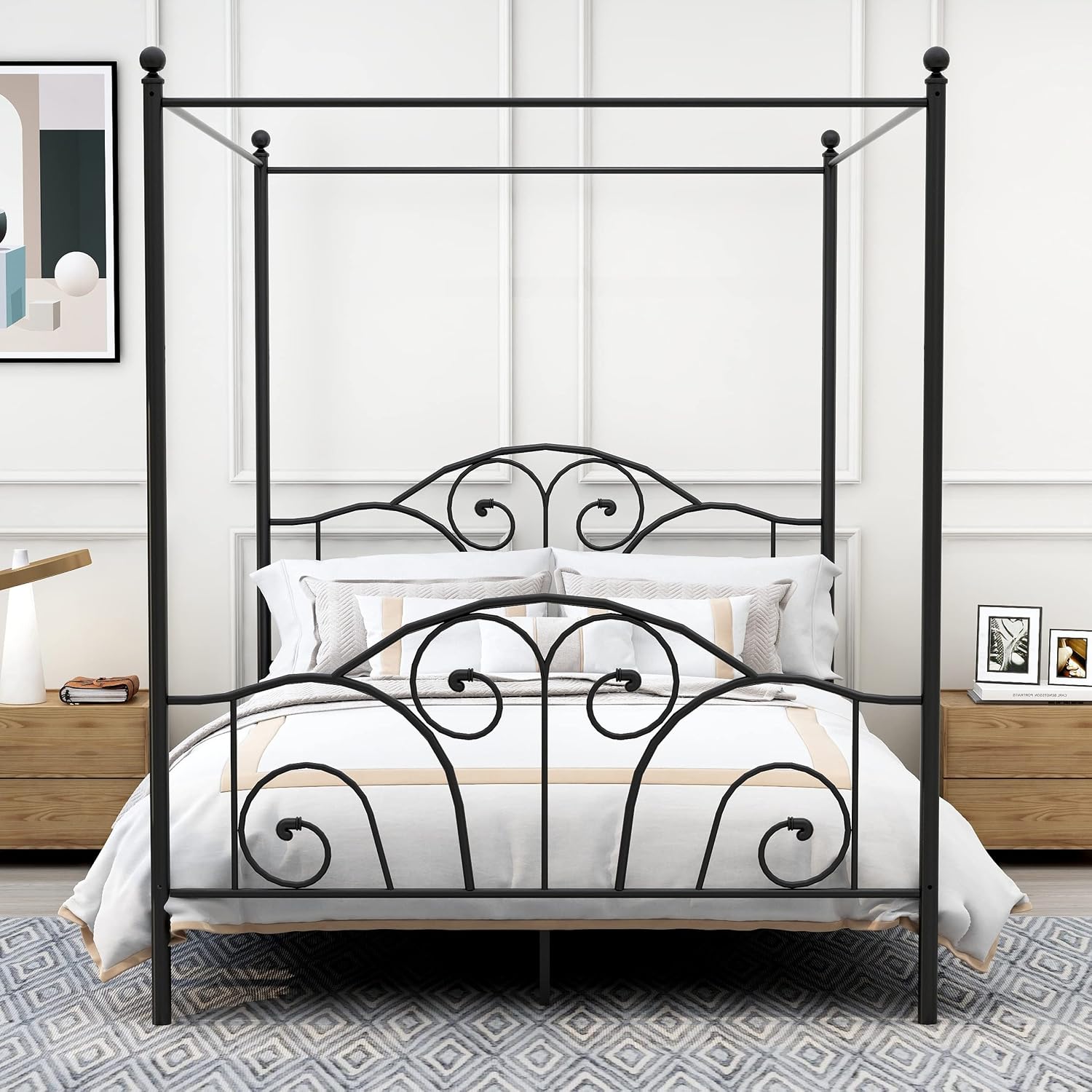 Letto a baldacchino in metallo - Canopy Bed Frame Metal Queen recensione e prezzo