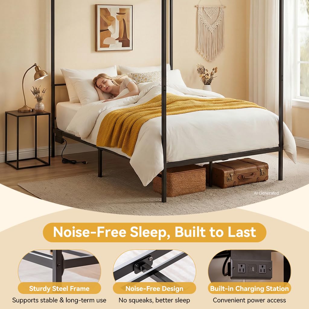 Struttura letto a baldacchino  - Canopy Bed Frame Metal Queen recensione e prezzo