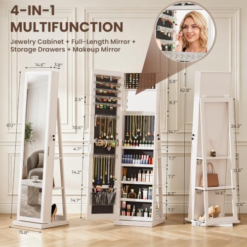 Armadio per Gioielli 4-in-1, A - Full Length Mirror Jewelry Armoire recensione e prezzo