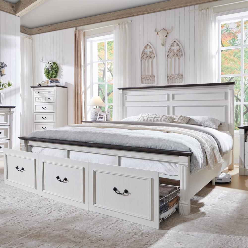 Letto matrimoniale stile rusti - King Size Bed Frame With Storage Drawers recensione e prezzo