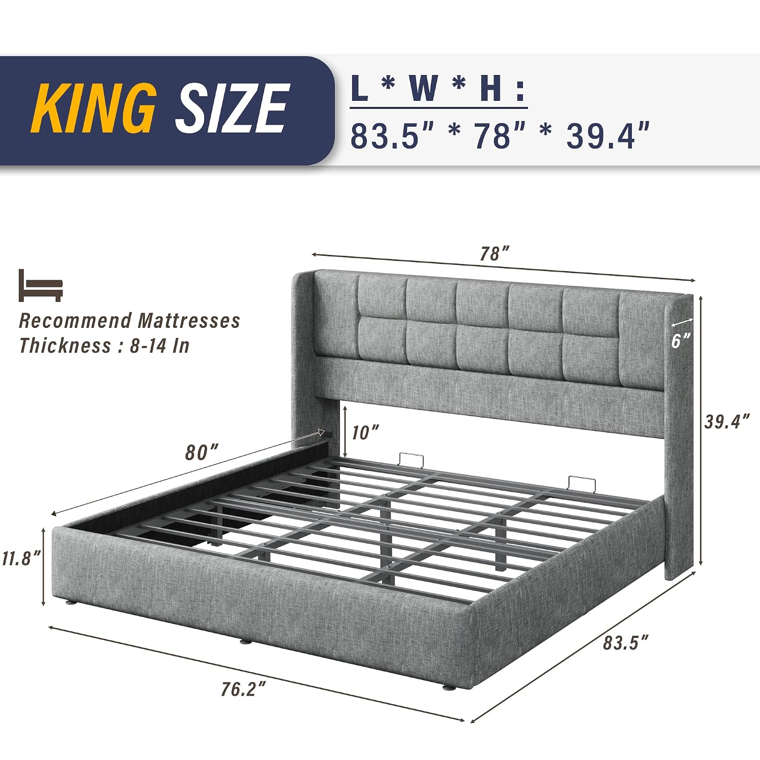 Letto matrimoniale imbottito c - Gas Lift Storage Bed Hydraulic recensione e prezzo