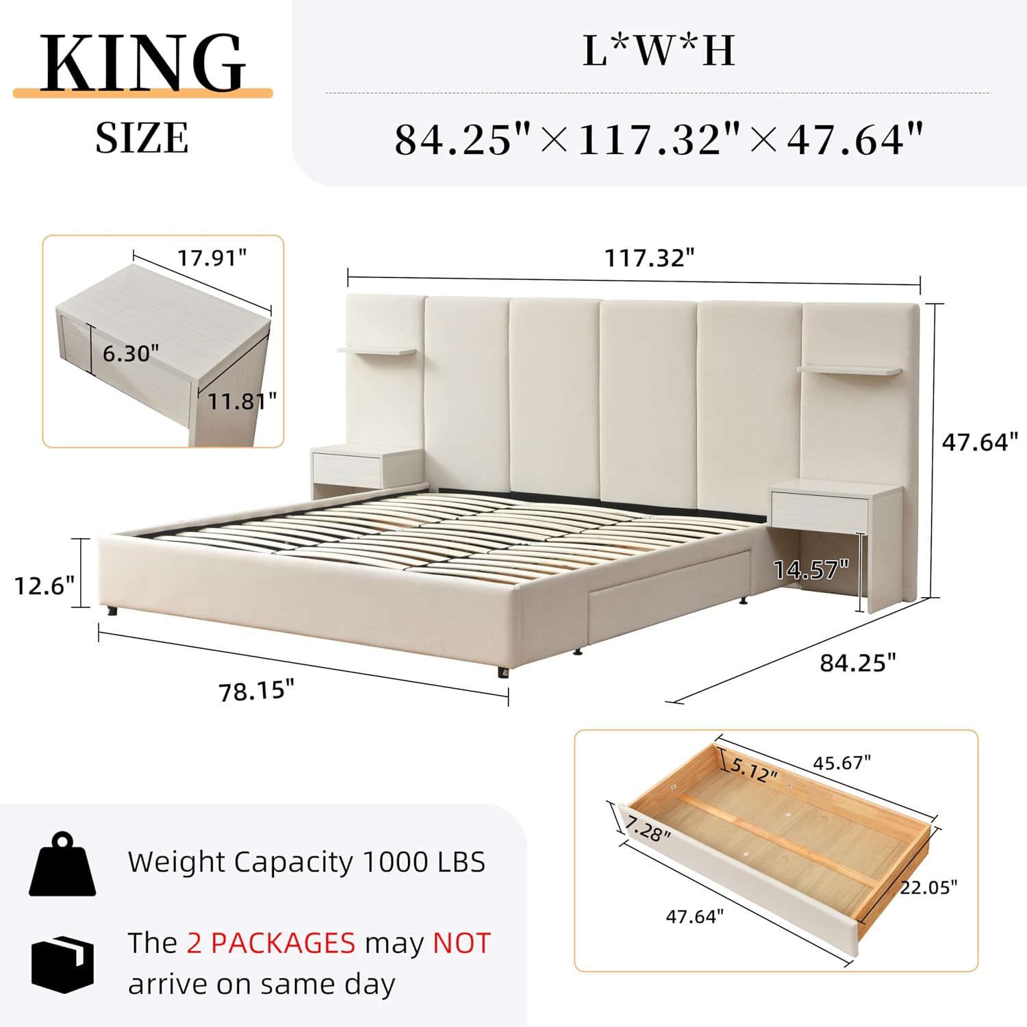 Letto King Size con Contenitor - King Size Bed Frame With Storage Drawers recensione e prezzo
