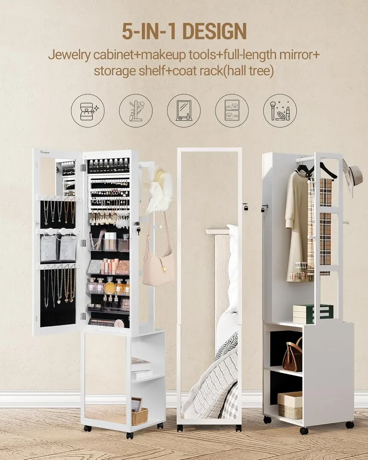 Armadio portagioielli con 8 LE - Full Length Mirror Jewelry Armoire recensione e prezzo
