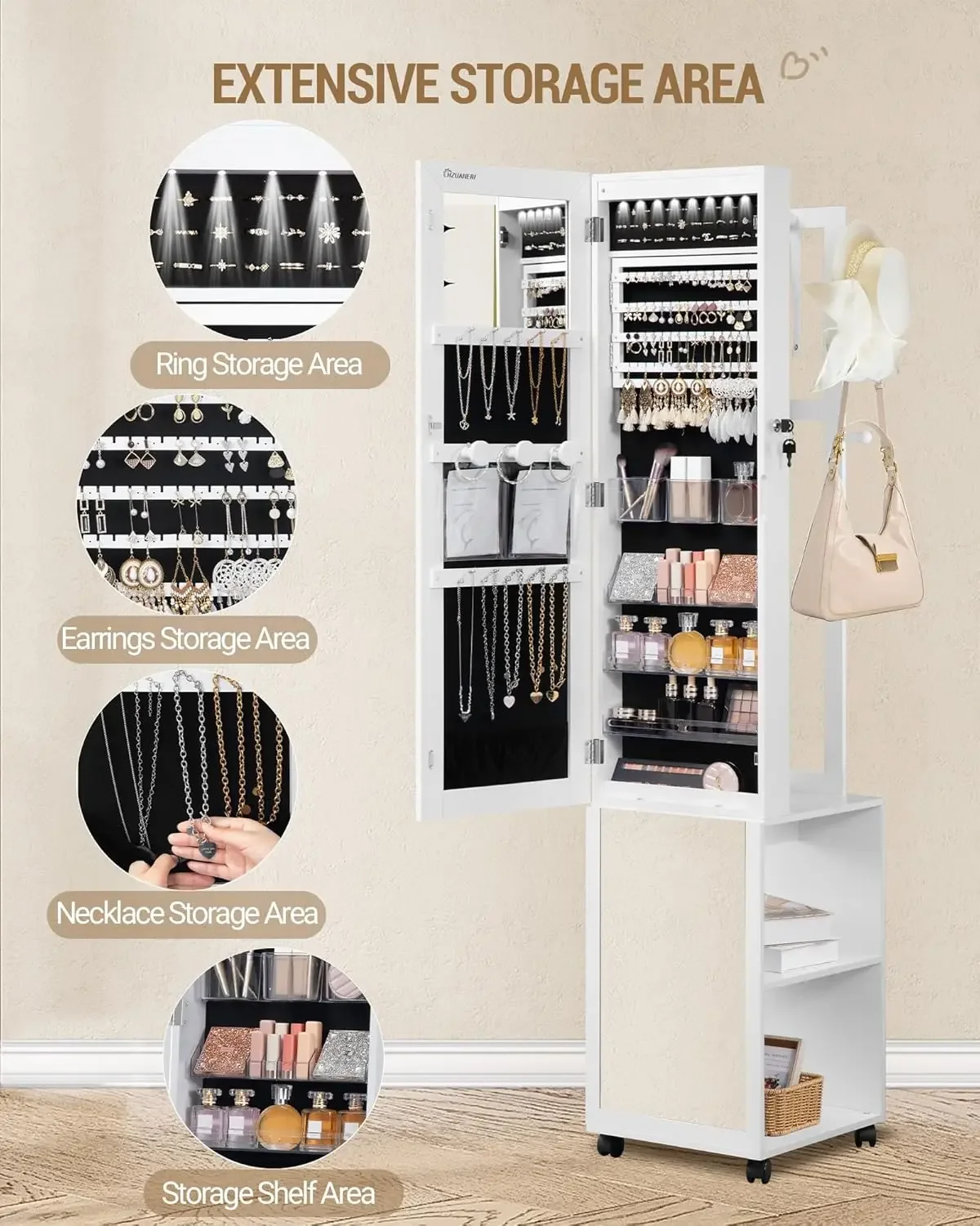 Armadio portagioielli con 8 LE - Full Length Mirror Jewelry Armoire recensione e prezzo
