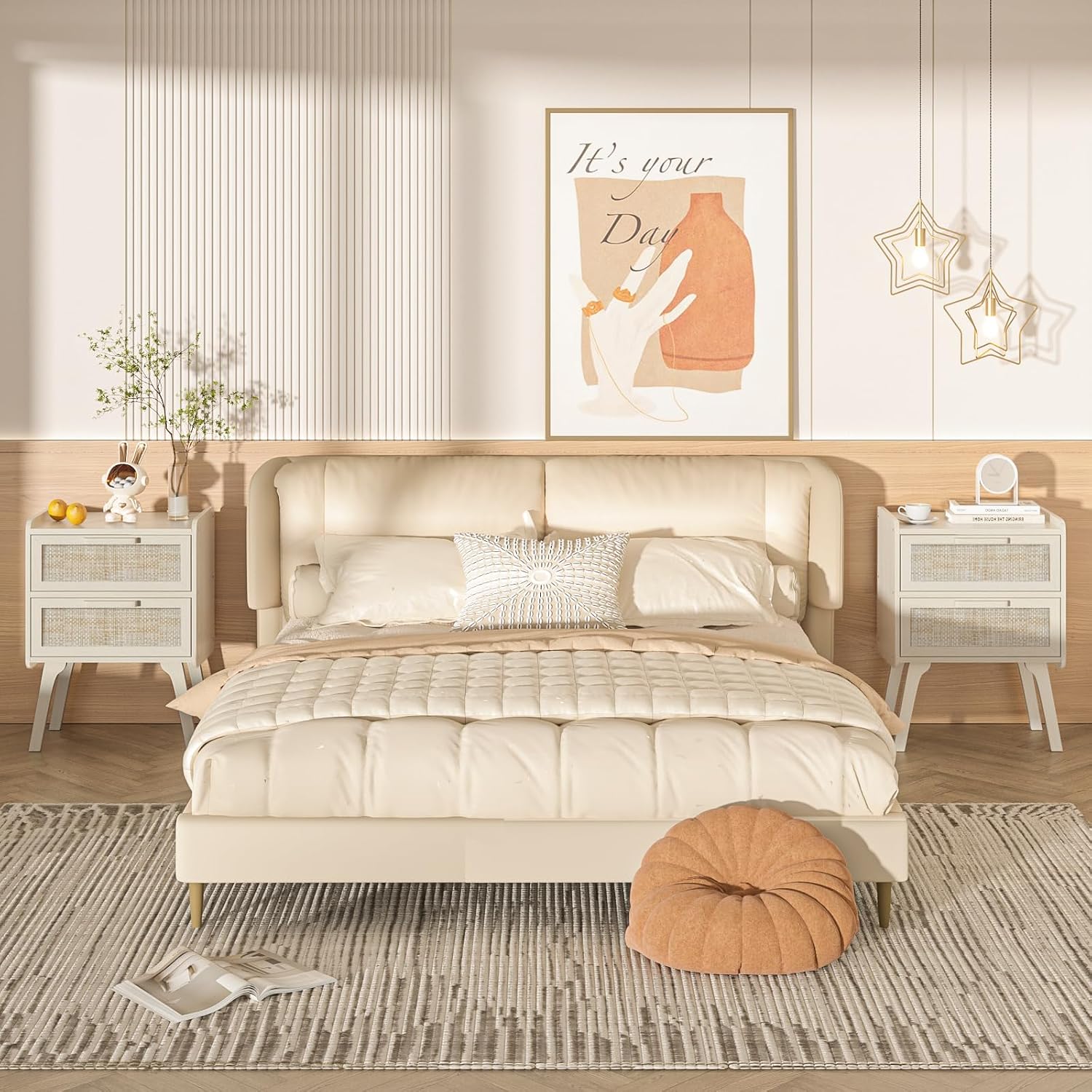 Set di 2 Comodini in Rattan, T - Solid Wood Nightstand 2 Drawers recensione e prezzo