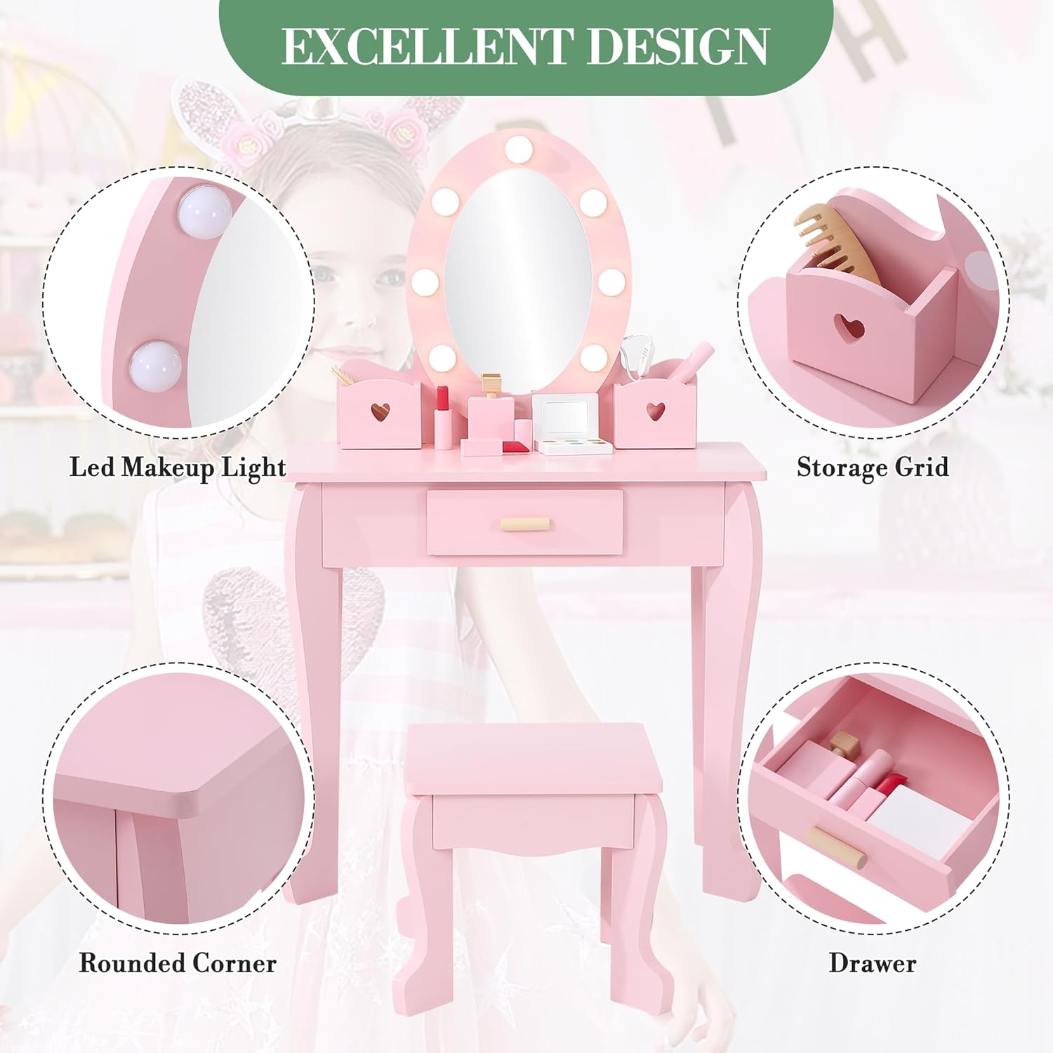 Set Tavolo da Trucco e Sgabell - Dressing Table Vanity With Lighted Mirror recensione e prezzo