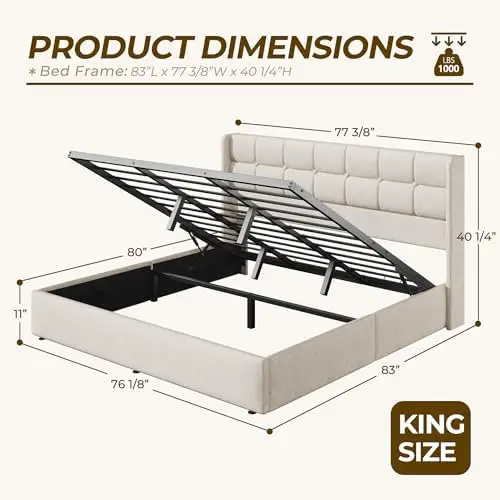 Letto matrimoniale king size c - Gas Lift Storage Bed Hydraulic recensione e prezzo