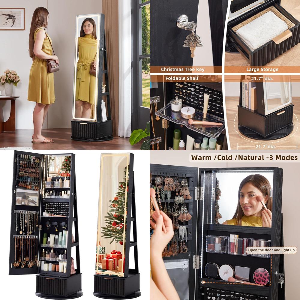 360 °   Armadio Portagioie Gir - Full Length Mirror Jewelry Armoire recensione e prezzo