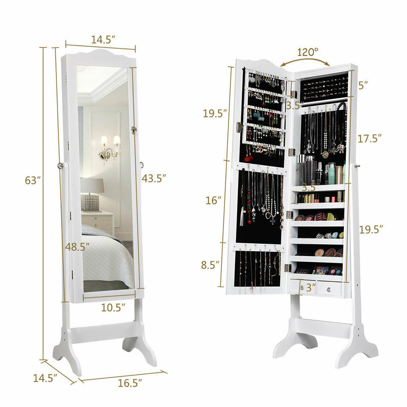Armadio Portagioie con 14 LED, - Full Length Mirror Jewelry Armoire recensione e prezzo