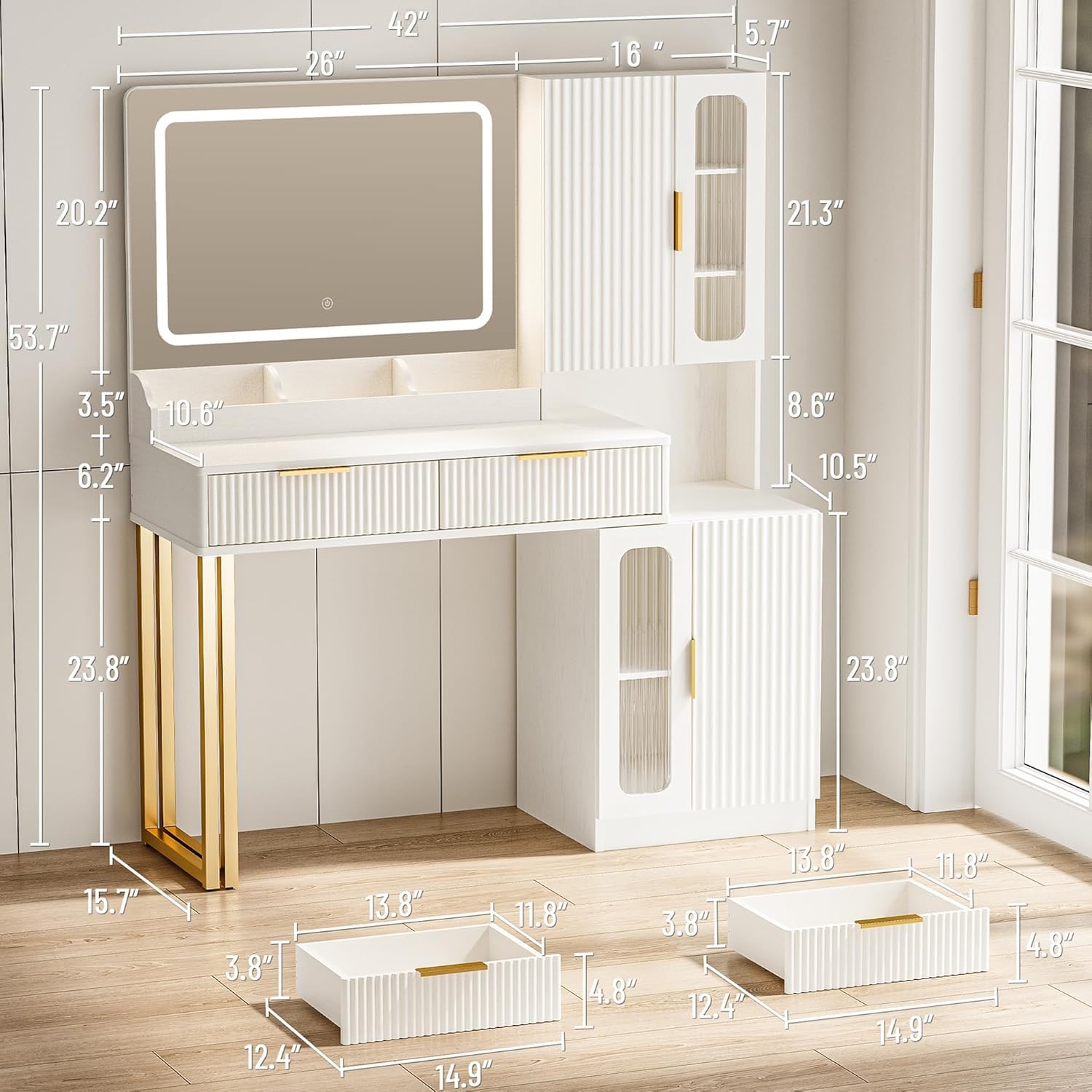 Specchio da Toeletta con Luci  - Dressing Table Vanity With Lighted Mirror recensione e prezzo