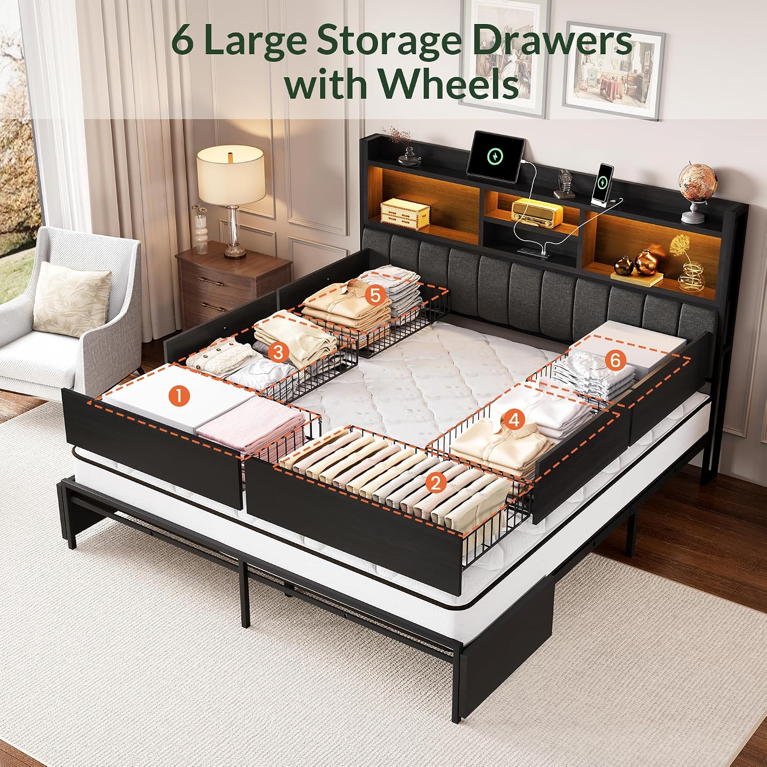 Struttura letto king size con  - King Size Bed Frame With Storage Drawers recensione e prezzo