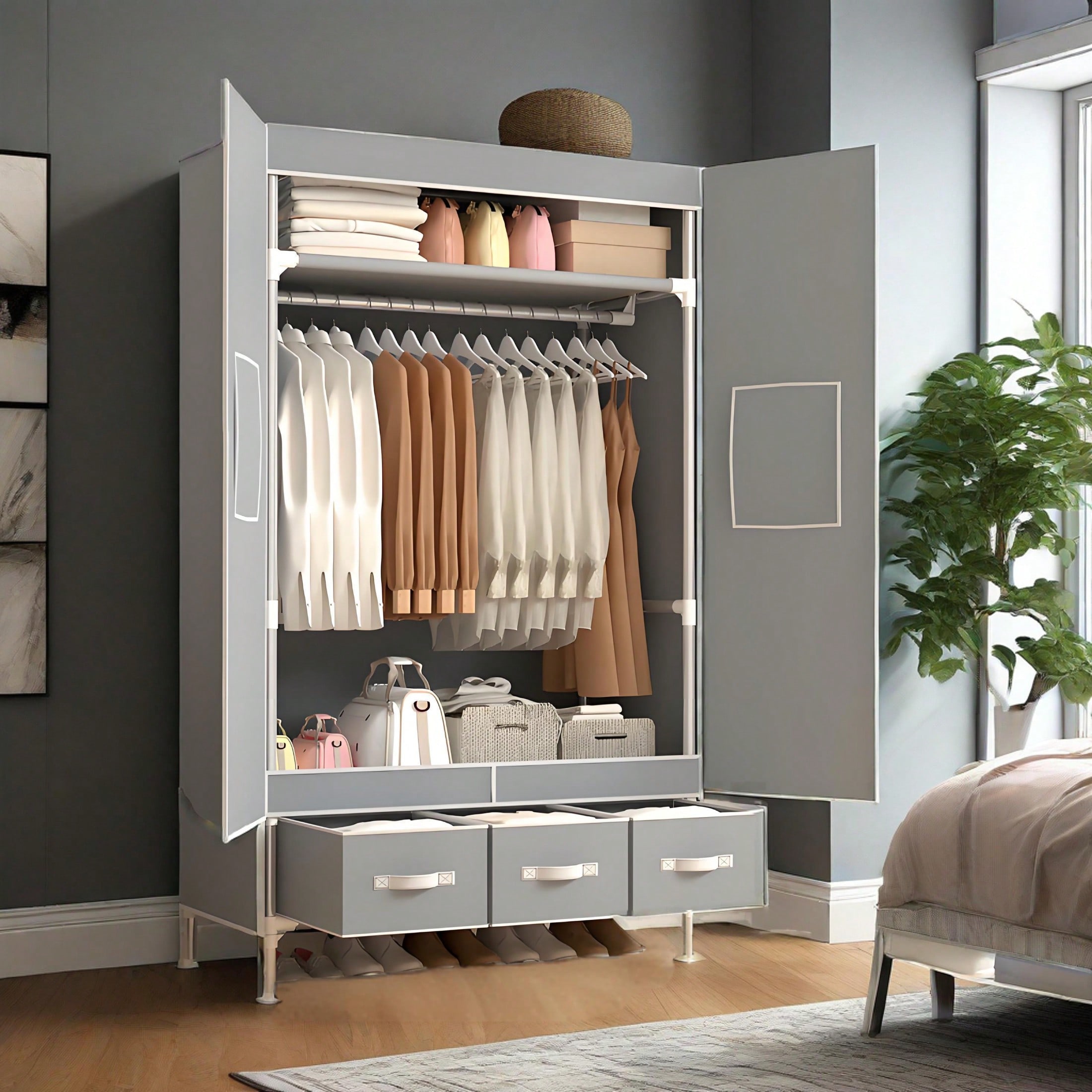 Armadio Portatile, Organizzato - Wardrobe Closet Portable Fabric Cover recensione e prezzo
