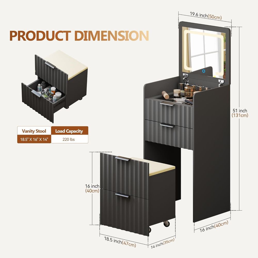 Toeletta 3-in-1 grigia con spe - Bedroom Furniture recensione e prezzo