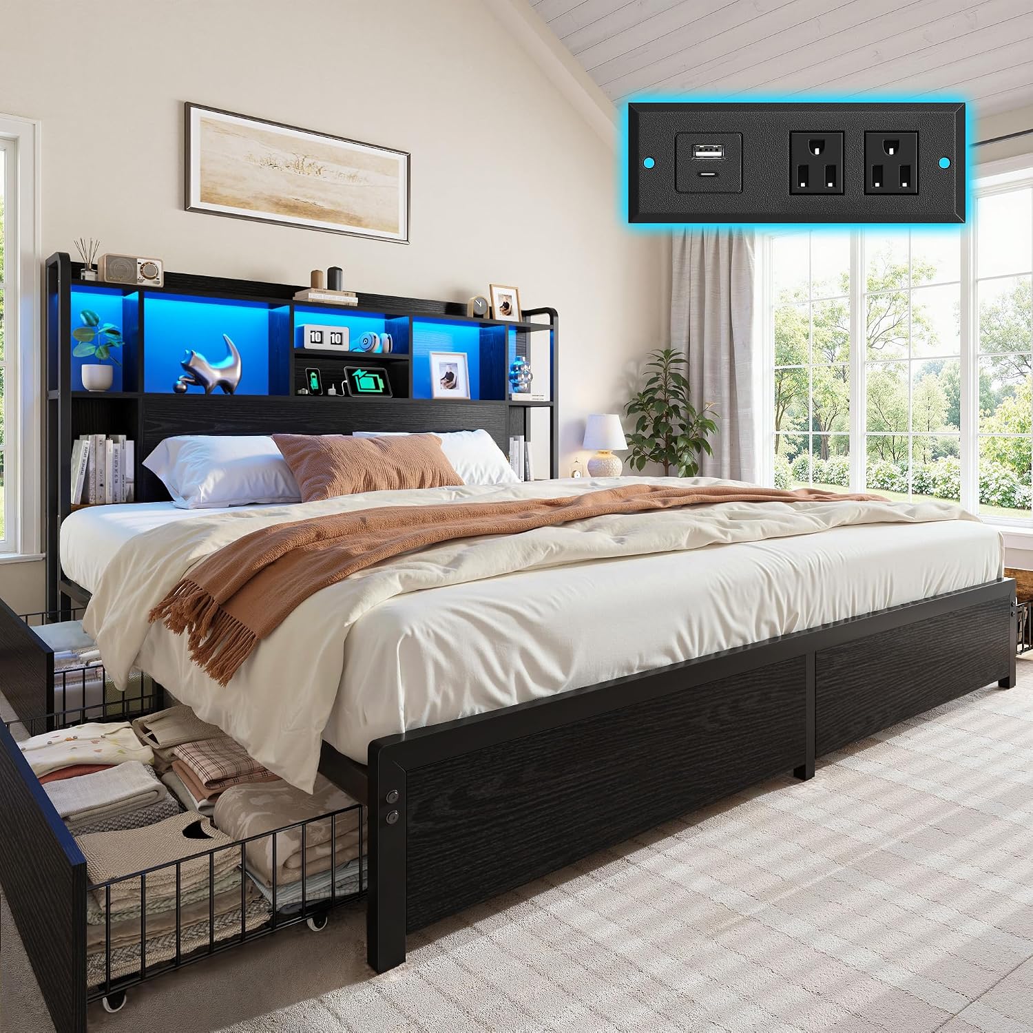 Letto matrimoniale con testier - King Size Bed Frame With Storage Drawers recensione e prezzo