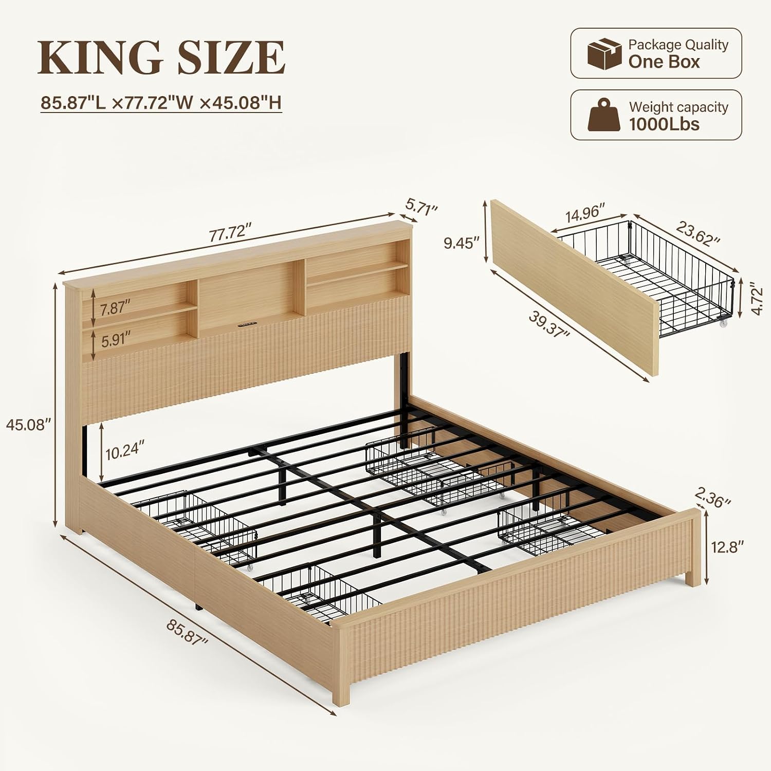 Letto Matrimoniale King Size c - King Size Bed Frame With Storage Drawers recensione e prezzo