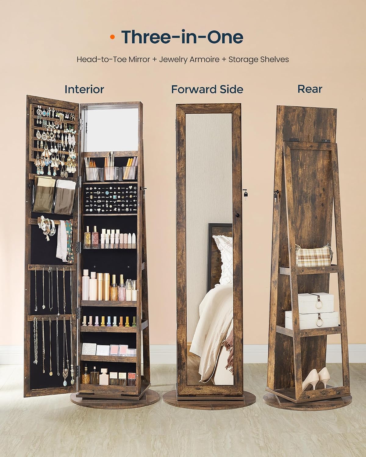 Mobile Portagioie a Specchio a - Full Length Mirror Jewelry Armoire recensione e prezzo