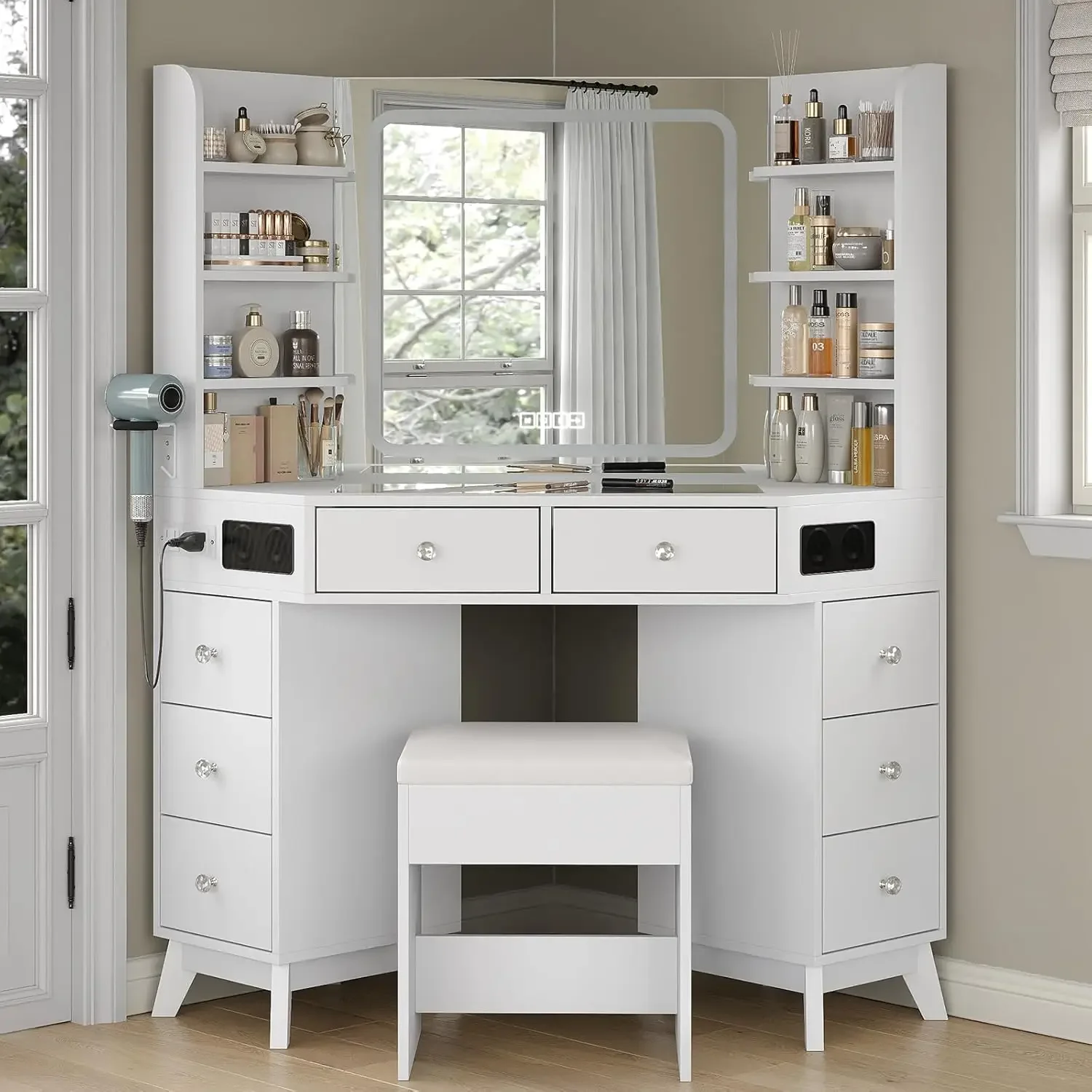 Toeletta angolare bianca con s - Dressing Table Vanity With Lighted Mirror recensione e prezzo