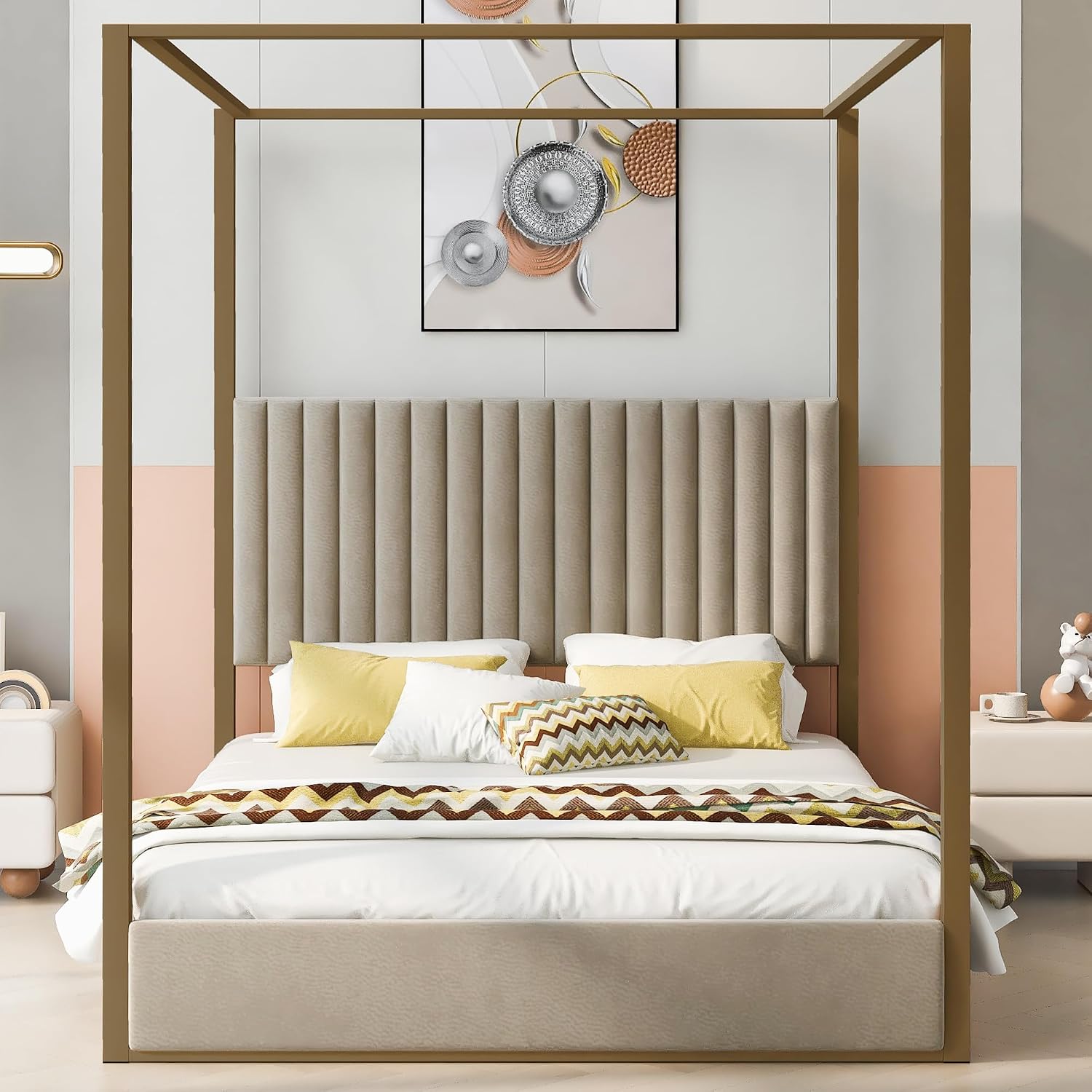 Letto a baldacchino moderno co - Canopy Bed Frame Metal Queen recensione e prezzo