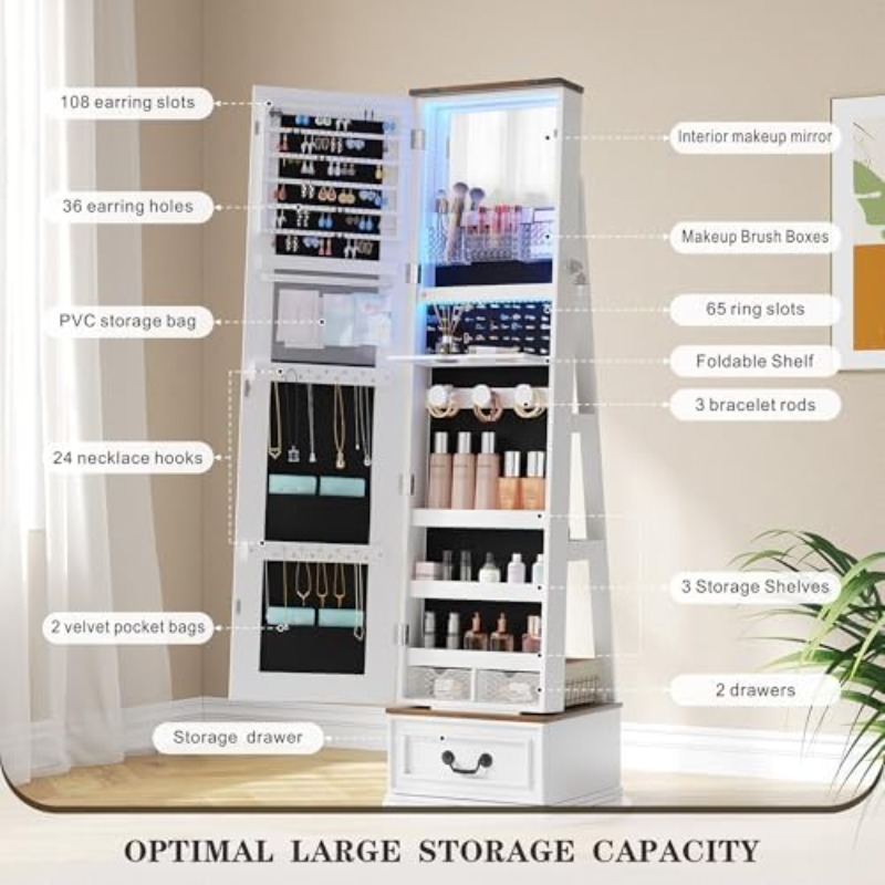 360 ° Armadio Portagioielli Gi - Full Length Mirror Jewelry Armoire recensione e prezzo