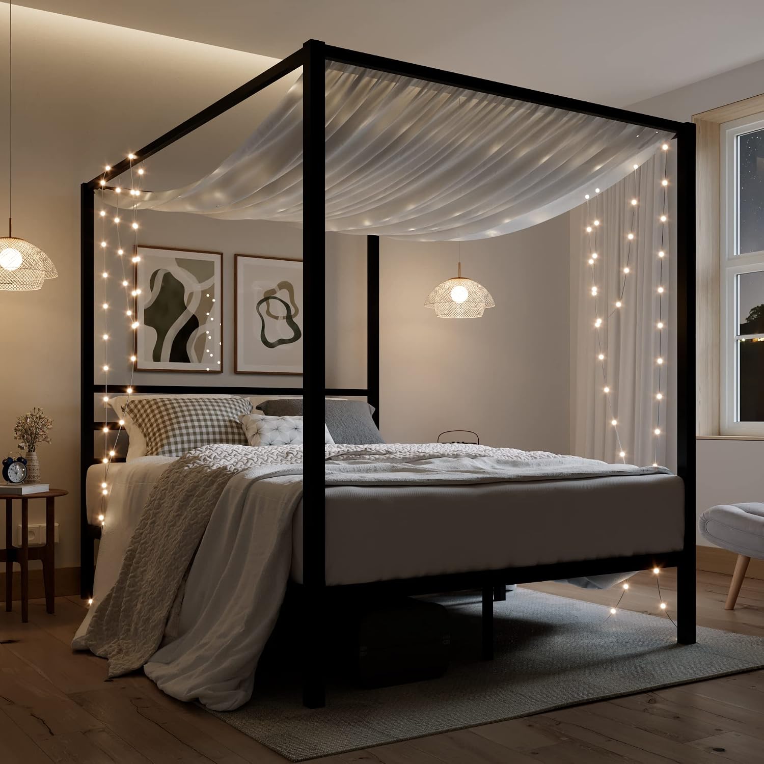 Letto a baldacchino in metallo - Canopy Bed Frame Metal Queen recensione e prezzo