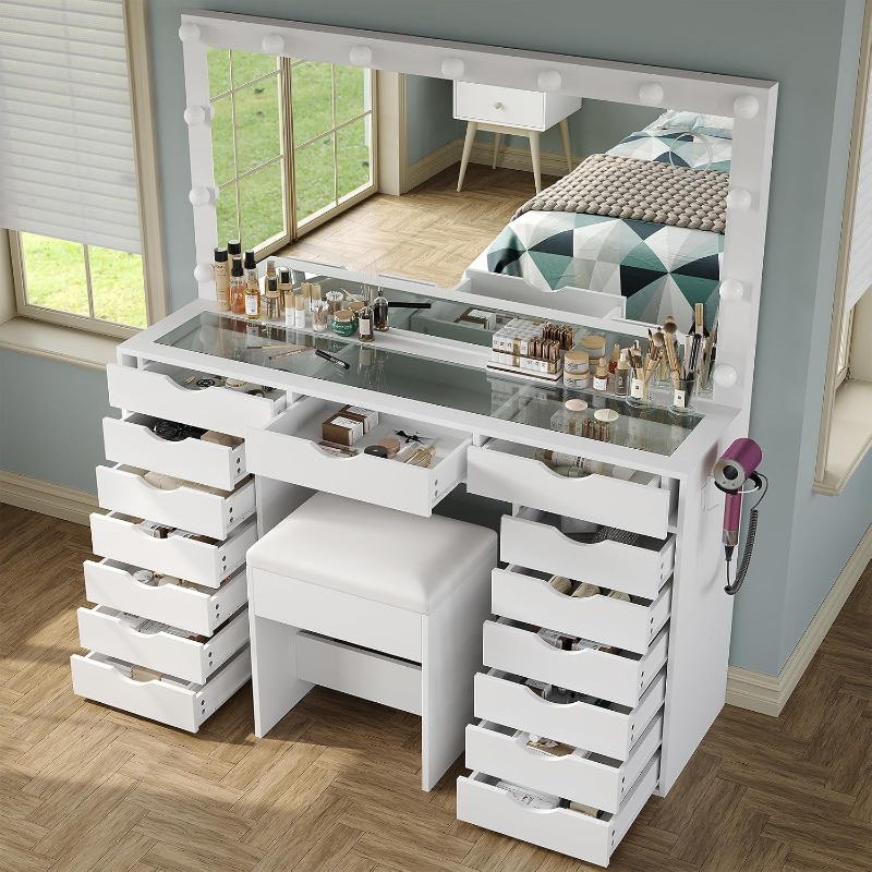 Tavolo da Trucco Yanosaku con  - Dressing Table Vanity With Lighted Mirror recensione e prezzo