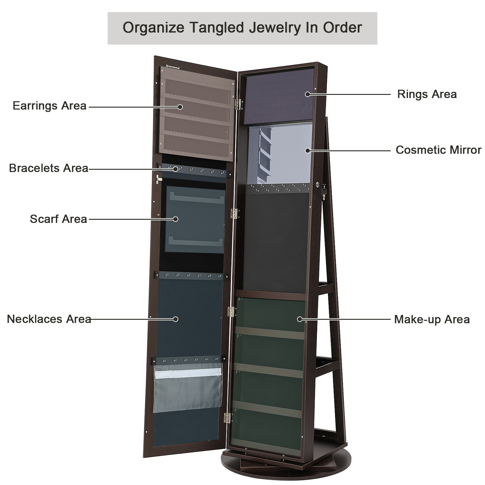 Armadio Portagioie con Specchi - Full Length Mirror Jewelry Armoire recensione e prezzo