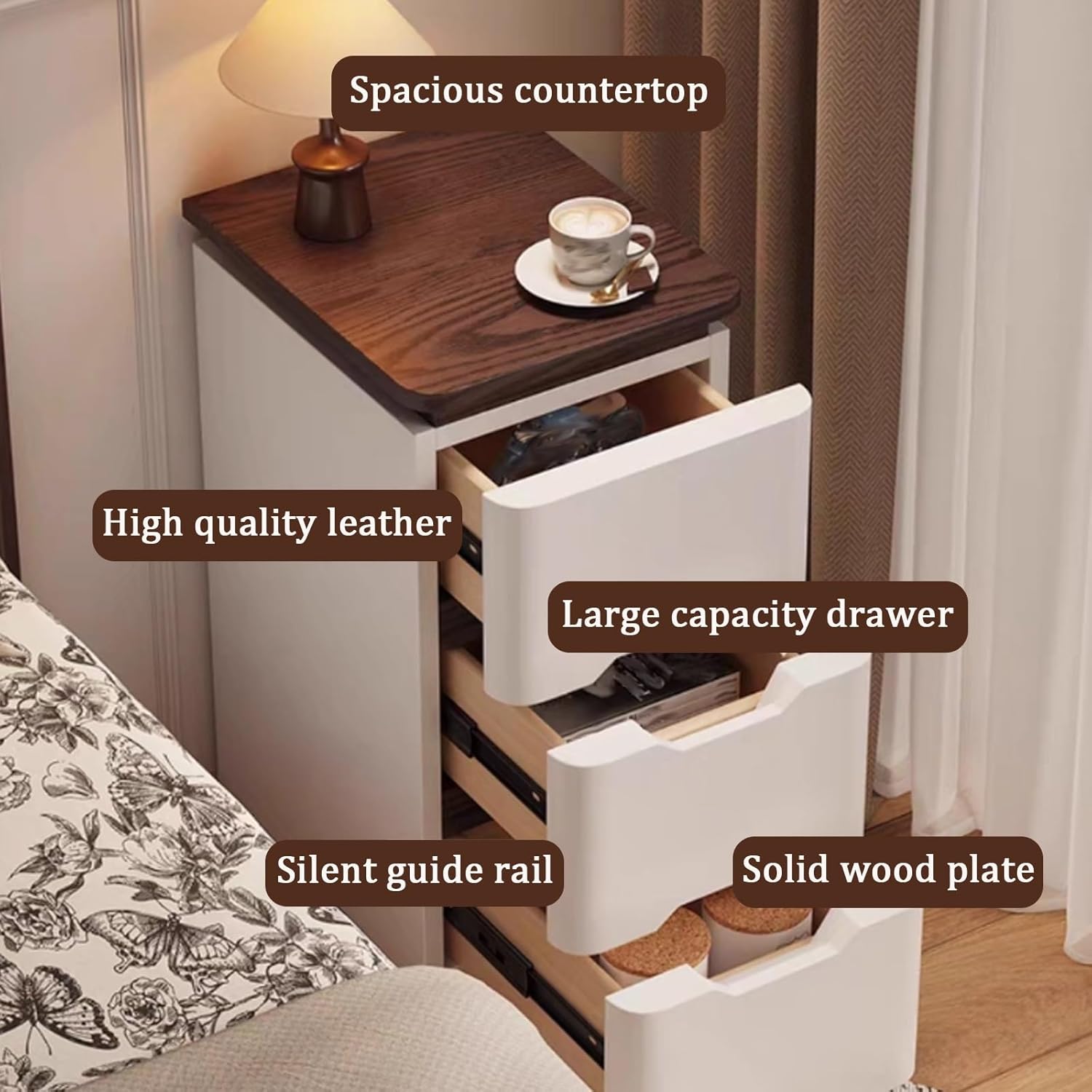 Comodini per Camera da Letto,  - Solid Wood Nightstand 2 Drawers recensione e prezzo